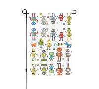 Jolis drapeaux de fenêtre double face de robots de dessin animé, petites bannières de fenêtre 71,1 x 101,6 cm pour décoration de cuisine et de salle à manger
