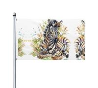 Jolis drapeaux de jardin à motif zèbre aquarelle, drapeaux décoratifs double face, adaptés pour les pelouses, balcons, porches, etc.