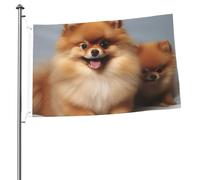 Jolis drapeaux de Poméranie pour l'extérieur 6 x 91 cm, drapeau de jardin saisonnier double face avec œillets, drapeau d'extérieur pour décoration de maison, toile de fond pour photo