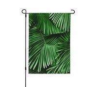 Jolis drapeaux décoratifs en feuilles de palmier vertes pour l'extérieur, décoration de jardin double face pour toutes les saisons