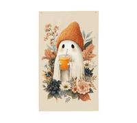 Jolis drapeaux fantômes feuilles d'automne pour Halloween, cour, maison, bannière de vœux avec œillets, décoration d'intérieur et d'extérieur