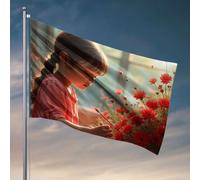 Jolis drapeaux pour chambre d'adolescente et de jeune fille avec peinture de fleurs rouges. Décoration de bar pour la maison drôle (30 x 45 cm)