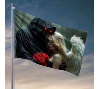 Jolis drapeaux pour chambre d'adolescentes - Figurine à capuche avec yeux rouges - Peut contenir un bouquet de roses - Drapeaux de jardin pour l'extérieur - Décoration de bar ou de grotte (30 x 45 cm)