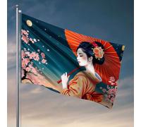 Jolis drapeaux pour chambre d'adolescentes - Une femme en tenue traditionnelle - Peut contenir un parapluie rouge - Drapeaux de jardin pour l'extérieur - Décoration de bar ou de grotte (60 x 90 cm)