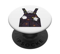 Jolis fantômes dans Une Salopette rayée Halloween Kawaii Citrouille PopSockets PopGrip Adhésif