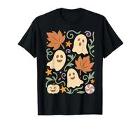 Jolis fantômes d'halloween Feuilles d'automne Citrouille Bonbons Amusants effrayants T-Shirt