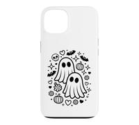 Jolis fantômes effrayants Kawaii Halloween Doodle Art Coque pour iPhone 13