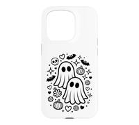 Jolis fantômes effrayants Kawaii Halloween Doodle Art Coque pour iPhone 15 Pro