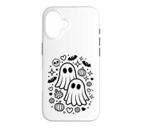 Jolis fantômes effrayants Kawaii Halloween Doodle Art Coque pour iPhone 16
