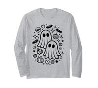 Jolis fantômes effrayants Kawaii Halloween Doodle Art Manche Longue