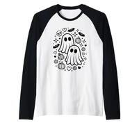 Jolis fantômes effrayants Kawaii Halloween Doodle Art Manche Raglan
