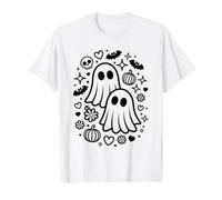 Jolis fantômes effrayants Kawaii Halloween Doodle Art T-Shirt