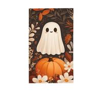 Jolis fantômes fleurs d'automne, drapeaux de maison de cour, bannière de vœux de saison avec œillets pour décoration d'intérieur et d'extérieur