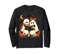 Jolis fantômes lisant Un Livre d'halloween Effrayant et Confortable Manche Longue