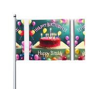Jolis imprimés Happy Birthday - Drapeaux décoratifs d'extérieur de 0,9 x 1,5 m, légers et beaux, adaptés pour les terrasses en plein air et les célébrations de festivals.
