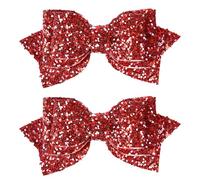 Jolis nœuds rouges à paillettes de 10,2 cm pour filles, pinces crocodiles à cheveux, épingles à cheveux à paillettes pailletées, adolescents, tout-petits, écoliers, enfants, juillet, cadeau de