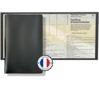 Jolis Papiers Étui Carte Grise PVC Noir - 3 Volets Format Européen 13,3 x 26,4 cm - Protège Carte Grise, Permis, Assurance - Souple, Résistant, Marque Française