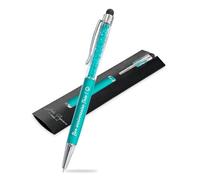 Jolis Papiers - Lot de 1 Stylo bille personnalisé avec gravure texte ou logo - Cristaux intégrés - Stylet tactile - Cadeau entreprise, événements, publicité - Marque française - Étui offert