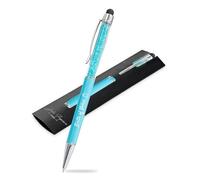 Jolis Papiers - Lot de 1 Stylo bille personnalisé avec gravure texte ou logo - Cristaux intégrés - Stylet tactile - Cadeau entreprise, événements, publicité - Marque française - Étui offert