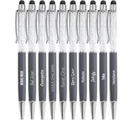 Jolis Papiers - Lot de 10 Stylos bille personnalisés avec gravure texte ou logo - Cristaux intégrés - Stylet tactile - Cadeau entreprise, événements, publicité - Marque française