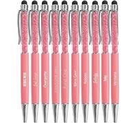 Jolis Papiers - Lot de 10 Stylos bille personnalisés avec gravure texte ou logo - Cristaux intégrés - Stylet tactile - Cadeau entreprise, événements, publicité - Marque française