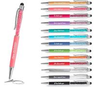 Jolis Papiers - Lot de 12 Stylos bille personnalisés avec gravure texte ou logo - Cristaux intégrés - Stylet tactile - Cadeau entreprise, événements, publicité - Marque française