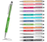 Jolis Papiers - Lot de 12 Stylos bille personnalisés avec gravure texte ou logo - Cristaux intégrés - Stylet tactile - Cadeau entreprise, événements, publicité - Marque française