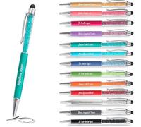 Jolis Papiers - Lot de 12 Stylos bille personnalisés avec gravure texte ou logo - Cristaux intégrés - Stylet tactile - Cadeau entreprise, événements, publicité - Marque française