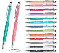 Jolis Papiers - Lot de 12 Stylos bille personnalisés avec gravure texte ou logo - Cristaux intégrés - Stylet tactile - Cadeau entreprise, événements, publicité - Marque française