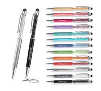 Jolis Papiers - Lot de 12 Stylos bille personnalisés avec gravure texte ou logo - Cristaux intégrés - Stylet tactile - Cadeau entreprise, événements, publicité - Marque française