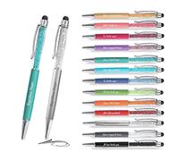 Jolis Papiers - Lot de 12 Stylos bille personnalisés avec gravure texte ou logo - Cristaux intégrés - Stylet tactile - Cadeau entreprise, événements, publicité - Marque française