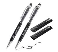 Jolis Papiers - Lot de 2 Stylo bille personnalisé avec gravure texte ou logo - Cristaux intégrés - Stylet tactile - Cadeau entreprise, événements, publicité - Marque française - Étui offert