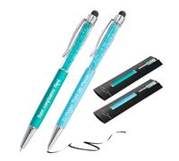 Jolis Papiers - Lot de 2 Stylo bille personnalisé avec gravure texte ou logo - Cristaux intégrés - Stylet tactile - Cadeau entreprise, événements, publicité - Marque française - Étui offert