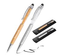 Jolis Papiers - Lot de 2 Stylo bille personnalisé avec gravure texte ou logo - Cristaux intégrés - Stylet tactile - Cadeau entreprise, événements, publicité - Marque française - Étui offert