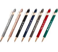 Jolis Papiers Stylo 2 en 1 Personnalisé Édition Cuivre Rose Gold, Argenté, Bleu Marine, Noir, Taupe, Bordeaux, Vert, Stylo avec votre texte personnalisé (Rose Gold Édition Cuivre, 100)