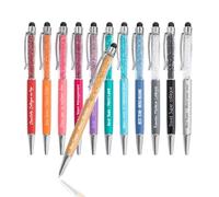 Jolis Papiers Stylos 2 en 1 Personnalisés Multicolore, Stylos avec plusieurs textes personnalisés, Cadeau équipe personnalisé, Cadeau individuel personnalisé (Cristaux Arc-en-ciel, 12)