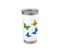 Jolis papillons jaunes, bleus et verts Gobelet isotherme en acier inoxydable double paroi