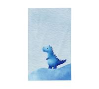 Jolis petits drapeaux de jardin en forme de dinosaure bleu, 0,9 x 1,5 m, bannière de vœux avec œillets, décoration d'intérieur et d'extérieur