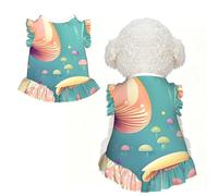 Jolis robes pour chien imprimées de petits champignons, jupe chemise pour chien mignon, sans manches, tenue d'été pour animaux de compagnie, pour chiot, petit chat, taille M