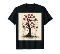 Jolis spiritueux Kodama en Forme d'arbre à Fleurs Rouges Sakura T-Shirt