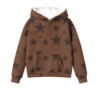 Jolis sweats à capuche pour adolescentes filles à manches longues avec motif étoile - Pull d'automne mignon - Tenue d'hiver confortable Ropa De Niña para Invierno - Sweat à capuche pour jeunes (café,