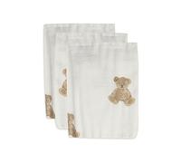 Jollein 536-848-66095 Lot de 3 Gants de Toilette Motif Ours en Peluche Blanc 15 x 20 cm