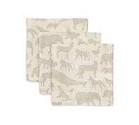 Jollein 537-848-67044 Lot de 3 langes en mousseline Motif animaux nougat 31 x 31 cm