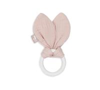 Jollein Anneau de dentition pour bébé - Oreilles de lapin sauvage - Rose sauvage - Coton - Anneau en silicone - Aide à la dentition - Jouet pour bébé