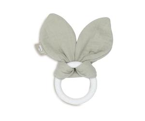 Jollein Anneau de dentition pour bébé - Oreilles de lapin - Vert olive - Anneau de préhension pour bébé - Anneau en silicone - Aide à la dentition - Jouet pour bébé