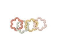 Jollein Anneaux de jeu bébé - Flowers - silicone & nylon - sans BPA - anneau de dentition bébé - anneau à attraper & aide à la dentition - dès 3 mois - set de plusieurs anneaux