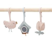 Jollein Arche de Jeu pour bébé - Lovely Birds - Lot de 3 Jouets pour bébé avec Oiseau, nichoir et Fleur - Favorise Les Sens et la motricité - pour bébé - Vieux Rose/Vert lac