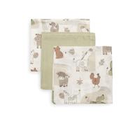 Jollein Barn Buddies Lot de 3 Langes en Mousseline pour bébé - 31 x 31 cm - 100% Coton
