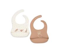 Jollein Bavoirs bébé en silicone - Kangaroots - lot de 2 - bavoirs imperméables pour bébés et tout-petits - avec récupérateur - bavoir bébé - facile à nettoyer