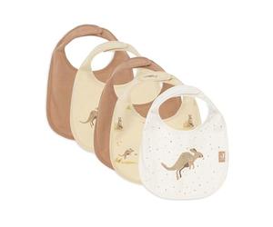 Jollein Bavoirs bébé - Kangaroots - lot de 5 - bavoirs imperméables - avec fermeture velcro - bavoir bébé - bavoir anti-bavouille